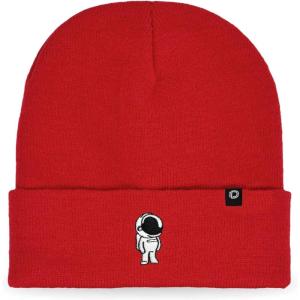 imageDALIX Embroidered Astronaut Beanie Cap Cuffed Knit Hat Men WomenRed