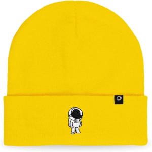 imageDALIX Embroidered Astronaut Beanie Cap Cuffed Knit Hat Men WomenYellow