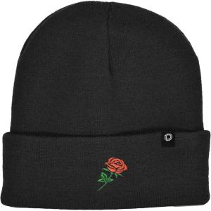 imageDALIX Rose Beanie Warm Womens Winter Cap Embroidered Hat Black