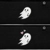imageDALIX Embroidered Ghost Beanie Cap Set Cuffed Knit Hat Women Men Black