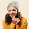 imageDALIX Mushroom Frog Embroidered Beanie Hat Cotton Cute Winter Fall Cap WomensLight Gray