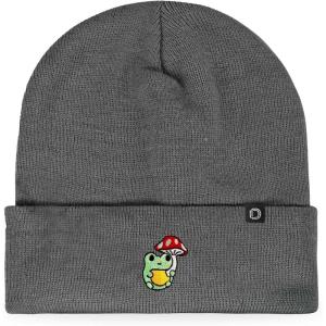 imageDALIX Mushroom Frog Embroidered Beanie Hat Cotton Cute Winter Fall Cap WomensAsphalt Gray
