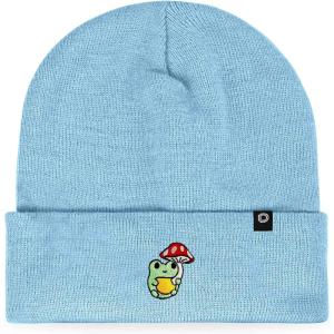 imageDALIX Mushroom Frog Embroidered Beanie Hat Cotton Cute Winter Fall Cap WomensBaby Blue