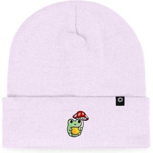 imageDALIX Mushroom Frog Embroidered Beanie Hat Cotton Cute Winter Fall Cap WomensLavender