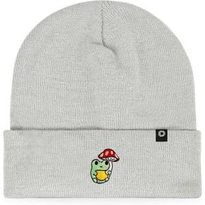 imageDALIX Mushroom Frog Embroidered Beanie Hat Cotton Cute Winter Fall Cap WomensLight Gray
