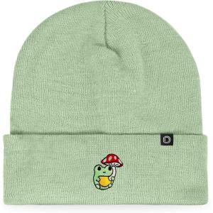 imageDALIX Mushroom Frog Embroidered Beanie Hat Cotton Cute Winter Fall Cap WomensLight Green