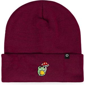 imageDALIX Mushroom Frog Embroidered Beanie Hat Cotton Cute Winter Fall Cap WomensMaroon