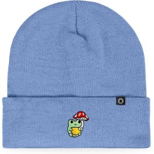 imageDALIX Mushroom Frog Embroidered Beanie Hat Cotton Cute Winter Fall Cap WomensPeriwinkle