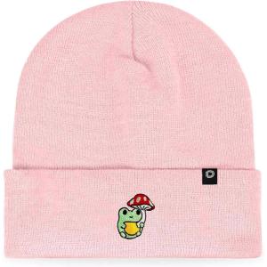 imageDALIX Mushroom Frog Embroidered Beanie Hat Cotton Cute Winter Fall Cap WomensPink