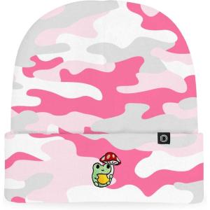 imageDALIX Mushroom Frog Embroidered Beanie Hat Cotton Cute Winter Fall Cap WomensPink Camo