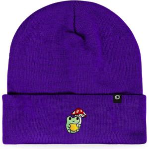 imageDALIX Mushroom Frog Embroidered Beanie Hat Cotton Cute Winter Fall Cap WomensPurple