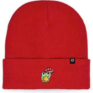 imageDALIX Mushroom Frog Embroidered Beanie Hat Cotton Cute Winter Fall Cap WomensRed