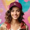 imageDALIX Leaping Corgi Embroidered Cap Cotton Baseball Hat Nautical WomensMaroon