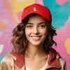 imageDALIX Leaping Corgi Embroidered Cap Cotton Baseball Hat Nautical WomensRed
