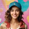 imageDALIX Leaping Corgi Embroidered Cap Cotton Baseball Hat Nautical WomensTeal