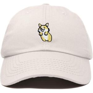 imageDALIX Leaping Corgi Embroidered Cap Cotton Baseball Hat Nautical WomensBeige