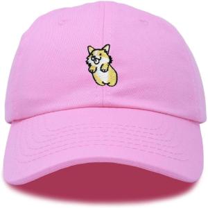 imageDALIX Leaping Corgi Embroidered Cap Cotton Baseball Hat Nautical WomensLight Pink