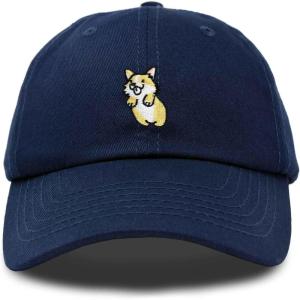 imageDALIX Leaping Corgi Embroidered Cap Cotton Baseball Hat Nautical WomensNavy Blue