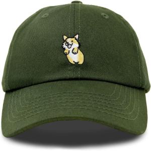 imageDALIX Leaping Corgi Embroidered Cap Cotton Baseball Hat Nautical WomensOlive
