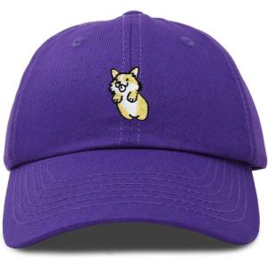 imageDALIX Leaping Corgi Embroidered Cap Cotton Baseball Hat Nautical WomensPurple