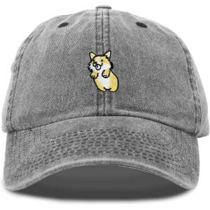 imageDALIX Leaping Corgi Embroidered Cap Cotton Baseball Hat Nautical WomensWashed Black