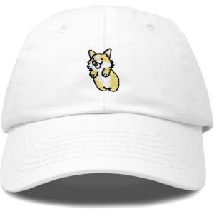 imageDALIX Leaping Corgi Embroidered Cap Cotton Baseball Hat Nautical WomensWhite