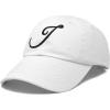 imageDALIX Initial Hat Letter J Womens Baseball Cap Monogram Cursive EmbroiderWhite
