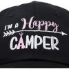 imageDALIX Womens Happy Camper Hat Soft Cotton Camping CapsBlack  Pink