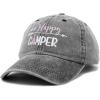 imageDALIX Womens Happy Camper Hat Soft Cotton Camping CapsWashed Black  Pink