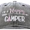 imageDALIX Womens Happy Camper Hat Soft Cotton Camping CapsWashed Black  Pink