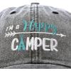 imageDALIX Womens Happy Camper Hat Soft Cotton Camping CapsWashed Black  Teal