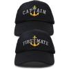 imageMatching Captain and First Mate Hat Set Embroidered Ball CapBlack