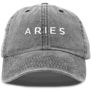 imageDALIX Aries Dad Hat Embroidered Zodiac Astrology Cotton Baseball CapBlack