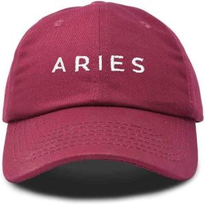 imageDALIX Aries Dad Hat Embroidered Zodiac Astrology Cotton Baseball CapMaroon