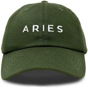 imageDALIX Aries Dad Hat Embroidered Zodiac Astrology Cotton Baseball CapOlive