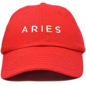 imageDALIX Aries Dad Hat Embroidered Zodiac Astrology Cotton Baseball CapRed