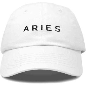 imageDALIX Aries Dad Hat Embroidered Zodiac Astrology Cotton Baseball CapWhite