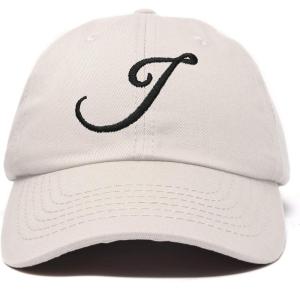 imageDALIX Initial Hat Letter J Womens Baseball Cap Monogram Cursive EmbroiderBeige
