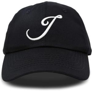 imageDALIX Initial Hat Letter J Womens Baseball Cap Monogram Cursive EmbroiderBlack