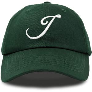 imageDALIX Initial Hat Letter J Womens Baseball Cap Monogram Cursive EmbroiderDark Green