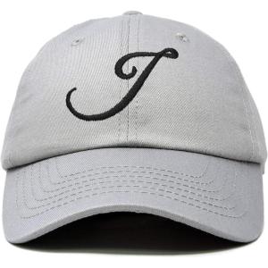 imageDALIX Initial Hat Letter J Womens Baseball Cap Monogram Cursive EmbroiderGray
