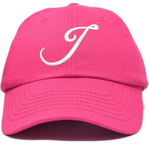 imageDALIX Initial Hat Letter J Womens Baseball Cap Monogram Cursive EmbroiderHot Pink