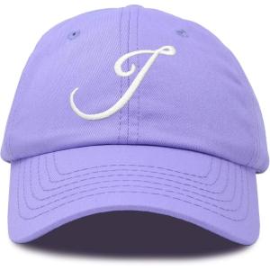 imageDALIX Initial Hat Letter J Womens Baseball Cap Monogram Cursive EmbroiderLavender