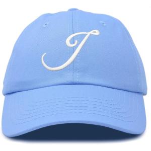 imageDALIX Initial Hat Letter J Womens Baseball Cap Monogram Cursive EmbroiderLight Blue