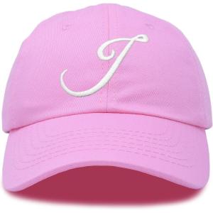imageDALIX Initial Hat Letter J Womens Baseball Cap Monogram Cursive EmbroiderLight Pink