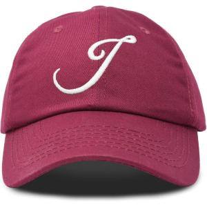imageDALIX Initial Hat Letter J Womens Baseball Cap Monogram Cursive EmbroiderMaroon