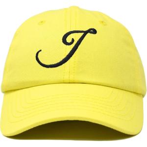 imageDALIX Initial Hat Letter J Womens Baseball Cap Monogram Cursive EmbroiderMinion Yellow