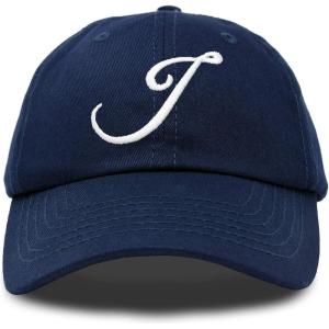 imageDALIX Initial Hat Letter J Womens Baseball Cap Monogram Cursive EmbroiderNavy Blue