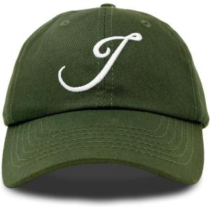 imageDALIX Initial Hat Letter J Womens Baseball Cap Monogram Cursive EmbroiderOlive