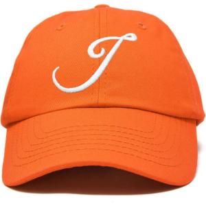 imageDALIX Initial Hat Letter J Womens Baseball Cap Monogram Cursive EmbroiderOrange